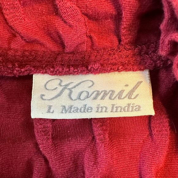 Komil Women’s Red Textured Open Front Long Line Cotton Cardigan Size L - Picture 5 of 7